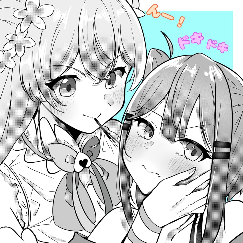 tokoyami towa and momosuzu nene (hololive) drawn by okome_0628