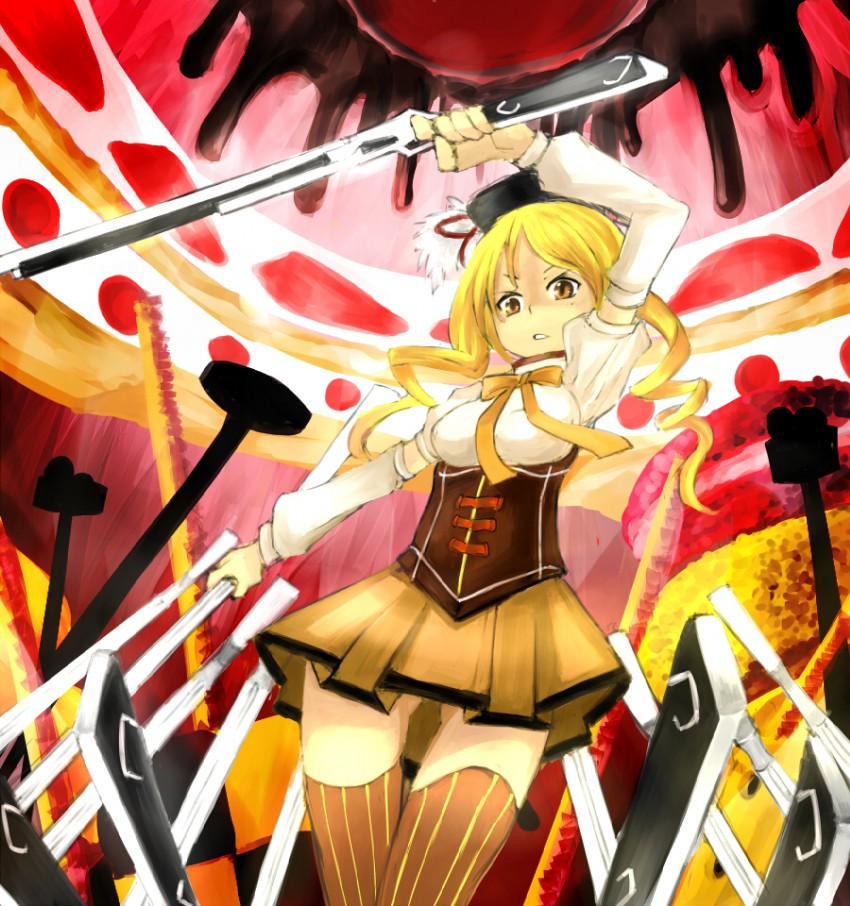 tomoe mami (mahou shoujo madoka magica) drawn by eiji_(eiji)
