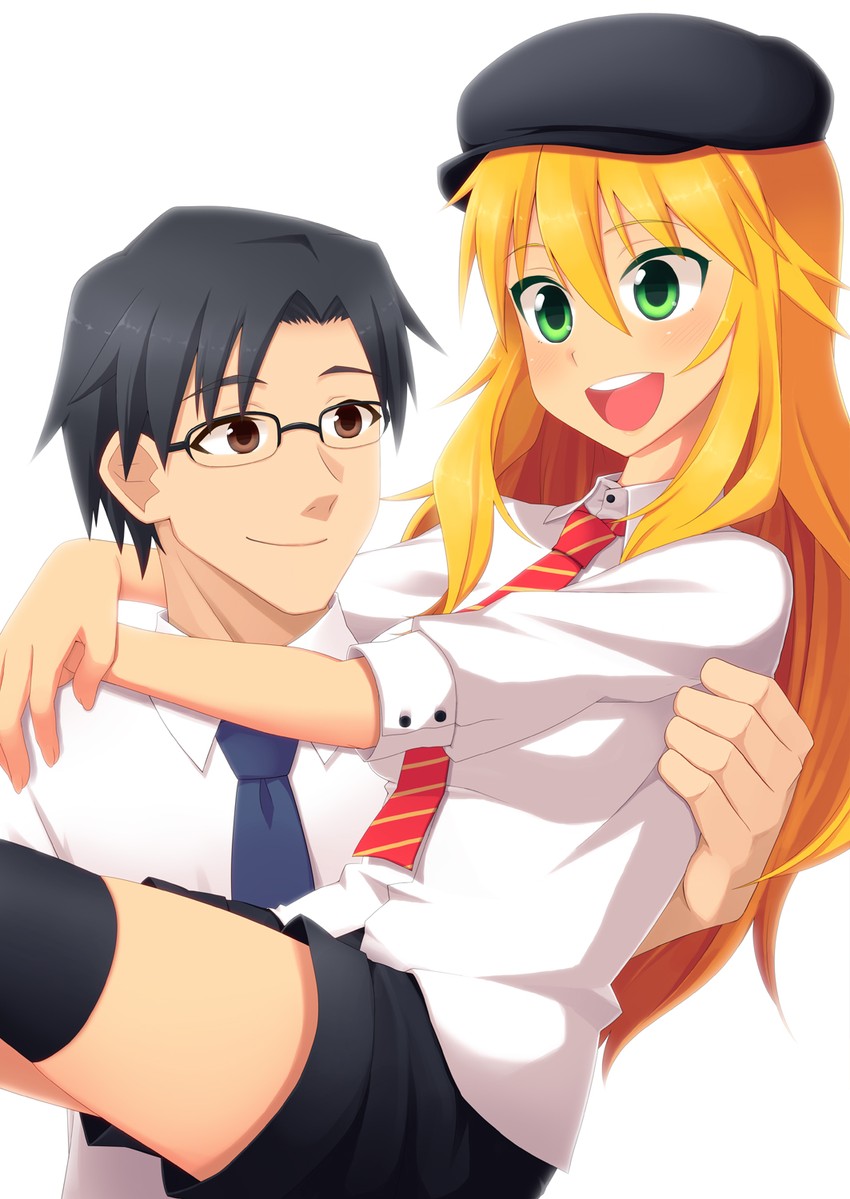 producer and hoshii miki (idolmaster) drawn by kou_(garakuta_teikoku)