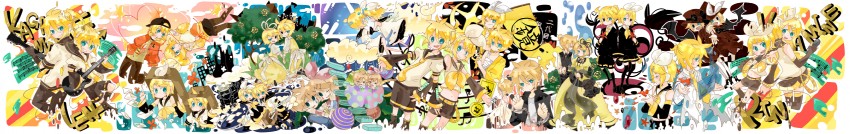 hatsune miku, kagamine rin, and kagamine len (vocaloid and 13 more) drawn by isa_(suisuihoi)