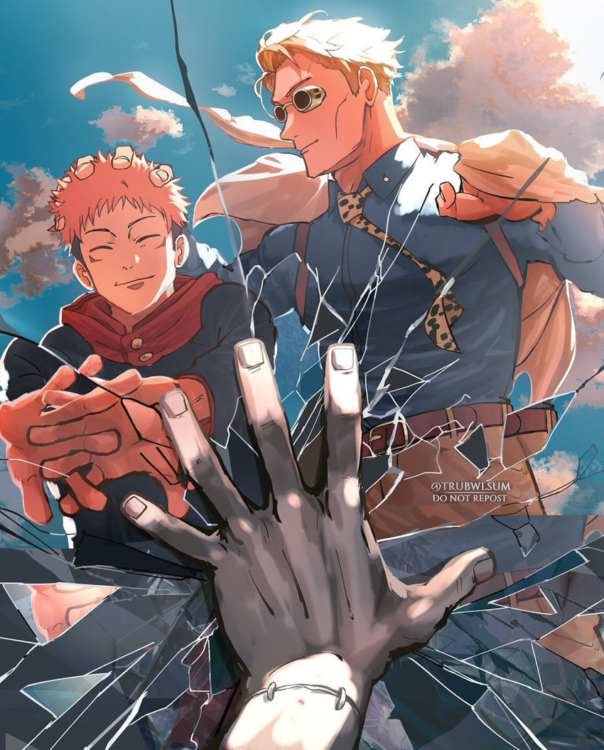 itadori yuuji, nanami kento, and mahito (jujutsu kaisen) drawn by trubwlsum
