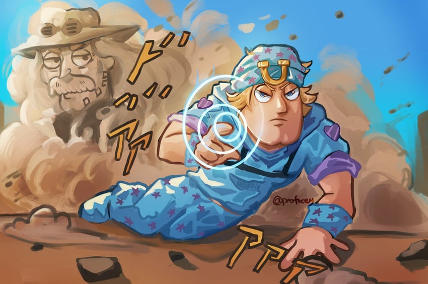 johnny joestar, gyro zeppeli, joe swanson, and wild west (jojo no kimyou na bouken and 1 more) drawn by profocey