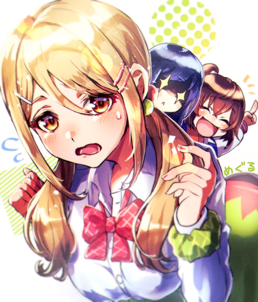 hidaka reina, shinonome kazune, and kayano futaba (denonbu) drawn by amegnco3