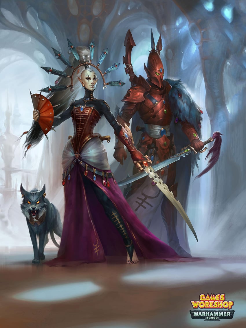 yvraine and the visarch (warhammer 40k) drawn by anna-lakisova