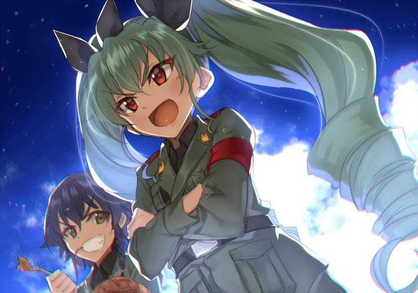 anchovy and pepperoni (girls und panzer) drawn by kabocha_(monkey4)