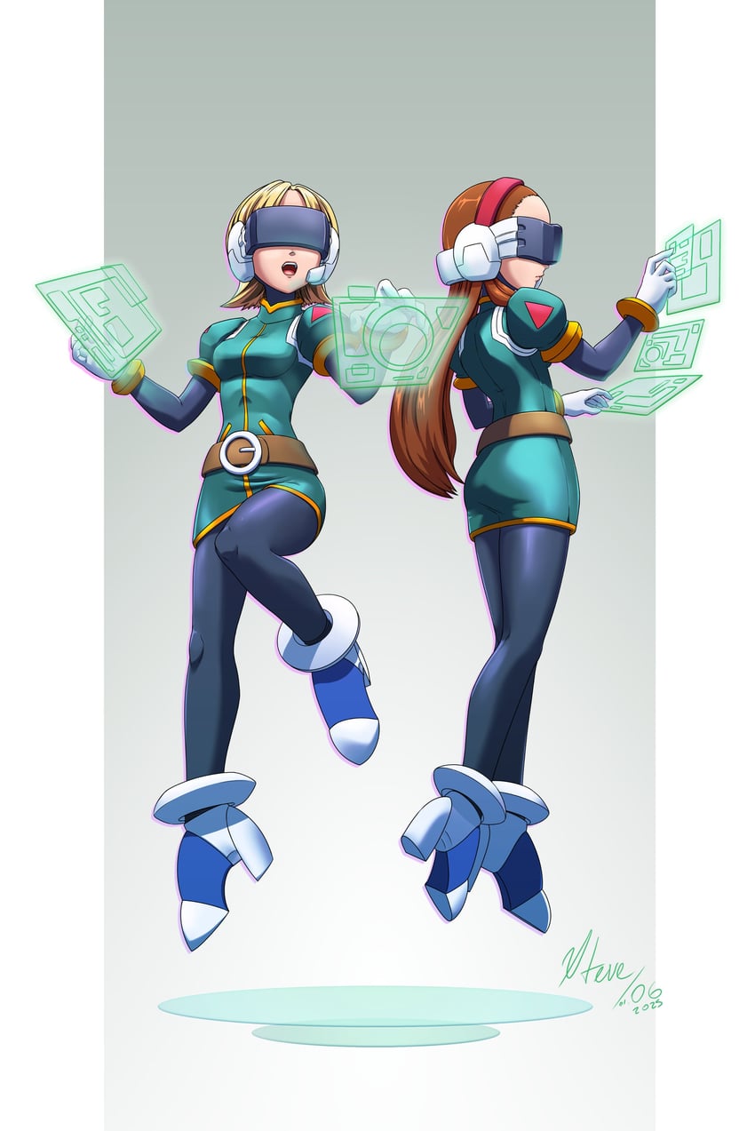 rogue and joan (mega man and 1 more) drawn by xtevecb