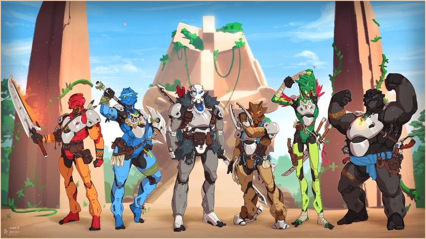 tahu, gali, kopaka, lewa, pohatu, and 1 more (the lego group and 1 more) drawn by iron_duck and justrube