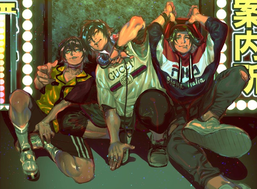 yamada ichiro, yamada saburo, and yamada jiro (hypnosis mic and 1 more) drawn by dekucha_kawaii