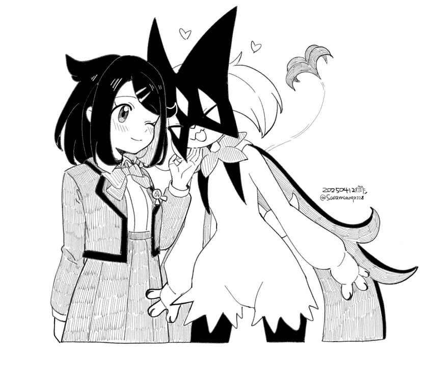 liko and meowscarada (pokemon and 1 more) drawn by saramiao-chan