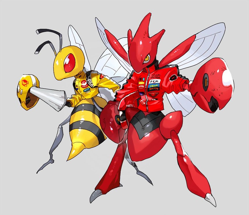scizor and beedrill (pokemon) drawn by newo_(shinra-p)