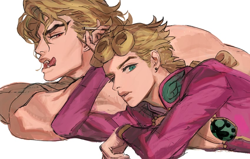 dio brando and giorno giovanna (jojo no kimyou na bouken and 2 more) drawn by jewangchobab