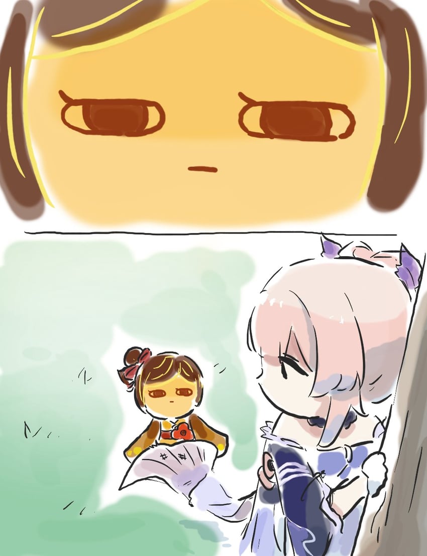 sangonomiya kokomi and tamoto (genshin impact) drawn by xinzoruo