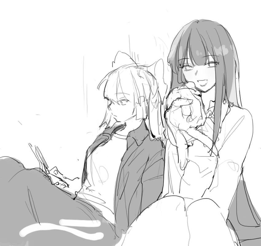 fujiwara no mokou and houraisan kaguya (touhou) drawn by newbokk