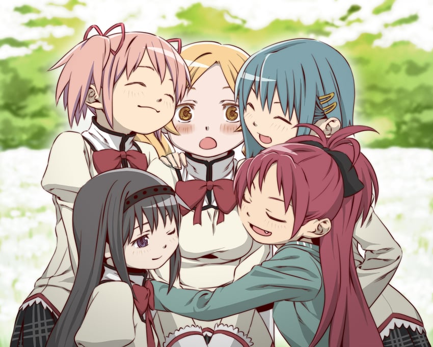 akemi homura, kaname madoka, miki sayaka, sakura kyoko, and tomoe mami (mahou shoujo madoka magica) drawn by oda_takayuki