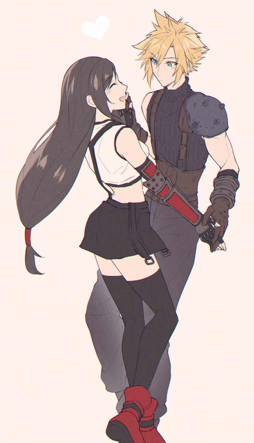 tifa lockhart and cloud strife (final fantasy and 2 more) drawn by mizuamememe