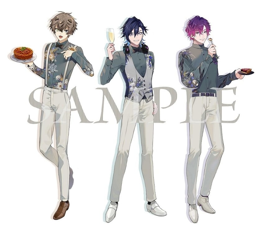 alban knox, uki violeta, and yugo asuma (nijisanji and 1 more) drawn by sogawa