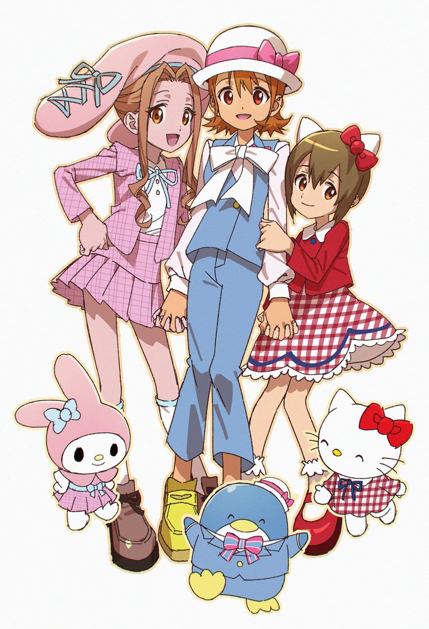 hello kitty, my melody, yagami hikari, tachikawa mimi, takenouchi sora, and 1 more (digimon and 4 more) drawn by c0s0m2