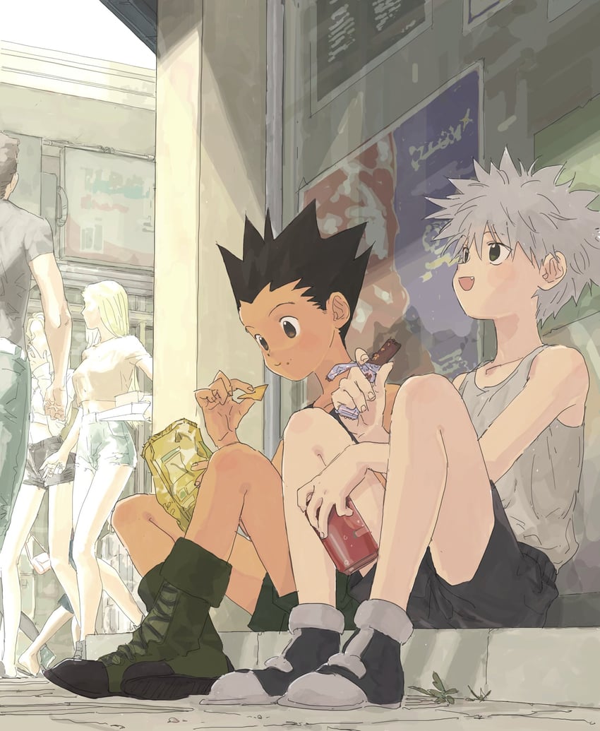 killua zoldyck and gon freecss (hunter x hunter) drawn by toripippi_7
