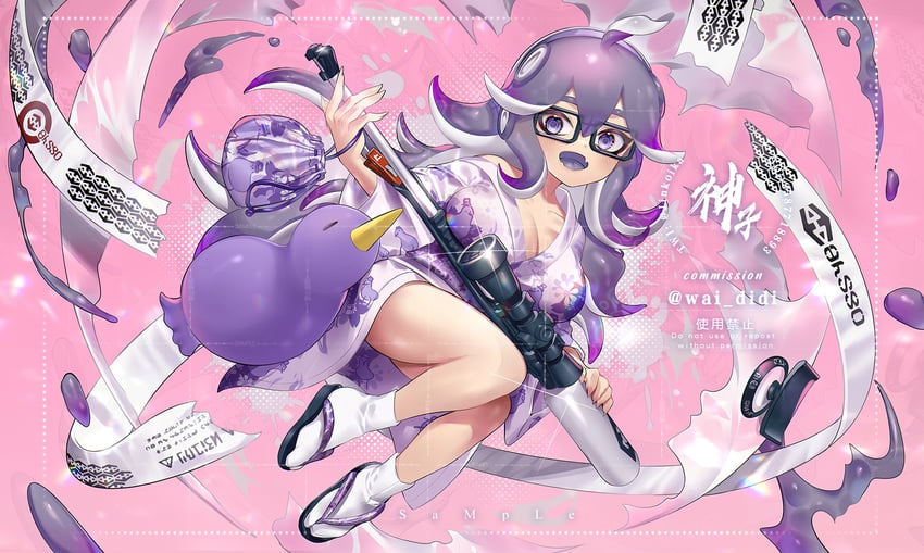octoling player character and octoling girl (splatoon) drawn by jinkoika