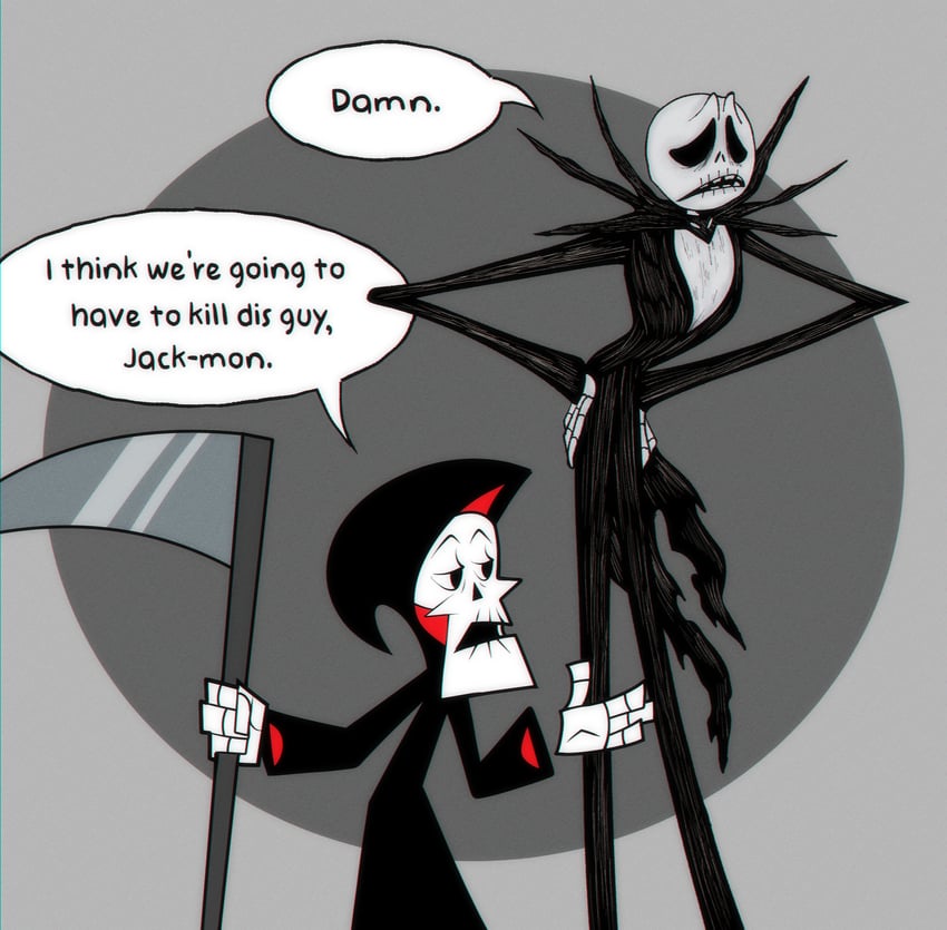 jack skellington and grim (the nightmare before christmas and 1 more) drawn by rasbipac