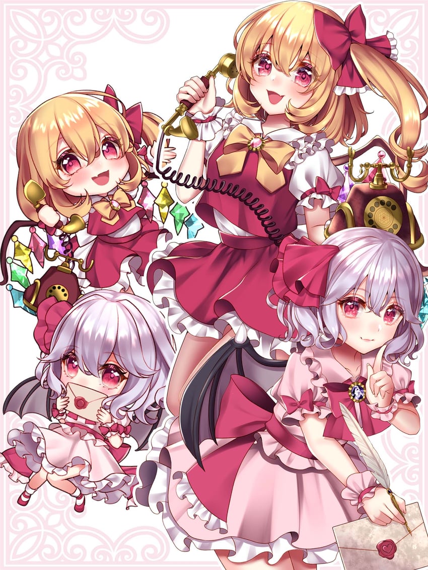 remilia scarlet and flandre scarlet (touhou) drawn by momoyama_riyo