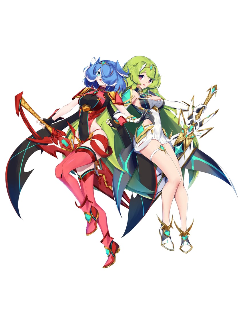 pyra, mythra, and elira pendora (nijisanji and 3 more) drawn by tsukinaga