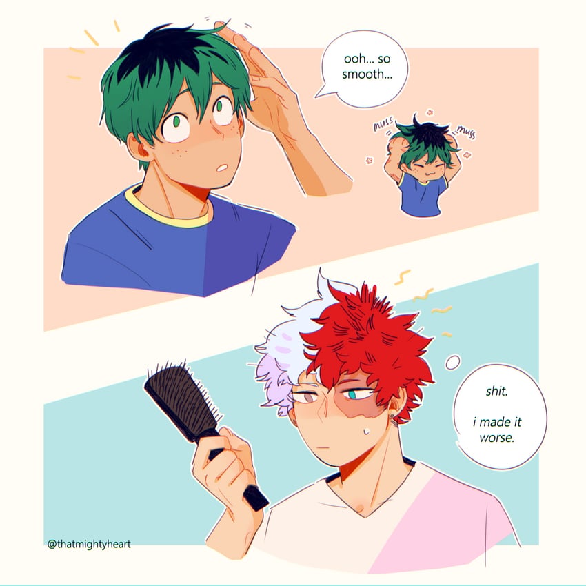 midoriya izuku and todoroki shoto (boku no hero academia) drawn by thatmightyheart