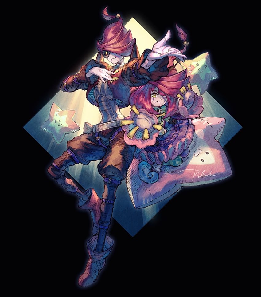 abyss actor - superstar and abyss actor - twinkle littlestar (yu-gi-oh!) drawn by hashibi_rokou
