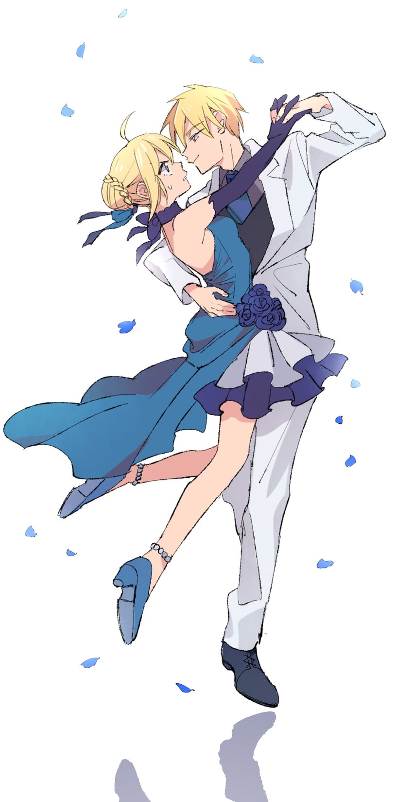artoria pendragon, saber, and gilgamesh (fate and 1 more) drawn by duck11_rp
