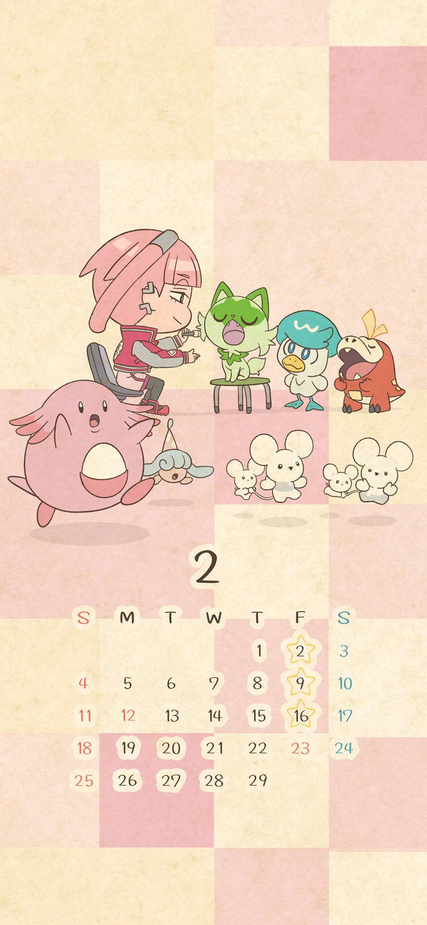 sprigatito, fuecoco, quaxly, hatenna, chansey, and 2 more (pokemon and 1 more) drawn by mojacookie