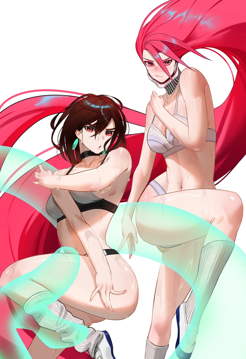 ayase momo, shiratori aira, and acrobatic silky (dandadan) drawn by msry1999