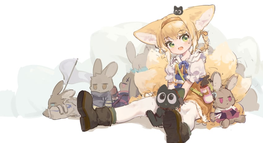 amiya, suzuran, luo xiaohei, myrtle, shamare, and 3 more (arknights and 1 more) drawn by shio_(shiofeifei)