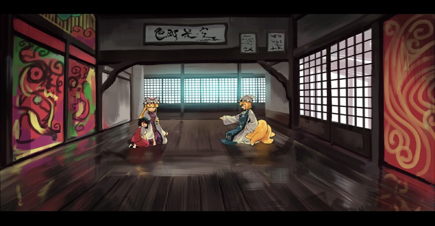 yakumo yukari, yakumo ran, and chen (touhou) drawn by garnet