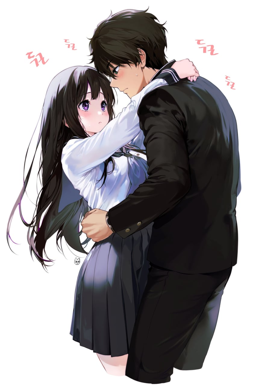 chitanda eru and oreki houtarou (hyouka) drawn by mery_(yangmalgage)