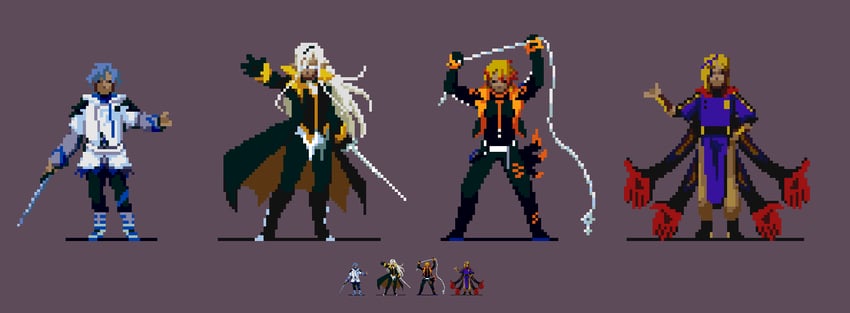 regis altare, axel syrios, magni dezmond, and noir vesper (holostars and 2 more) drawn by holyfuror