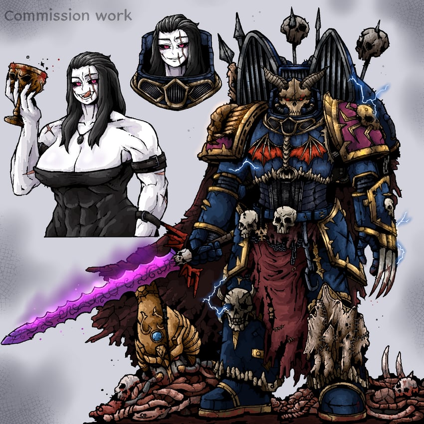 adeptus astartes and chaos space marine (warhammer 40k) drawn by octosoup