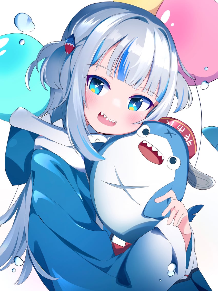 gawr gura and bloop (hololive and 1 more) drawn by shiro_sato_(pixivuser_kpsp8285)