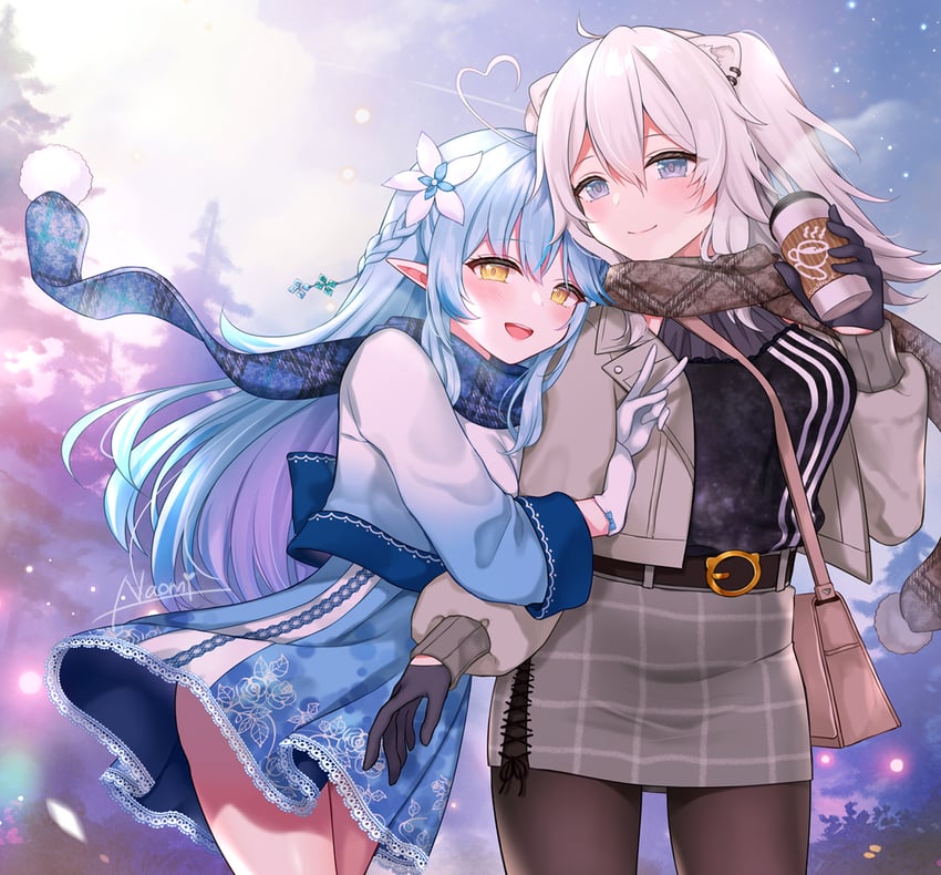 yukihana lamy and shishiro botan (hololive) drawn by naomi_(fantasia)