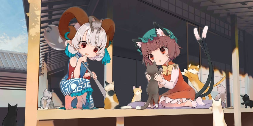 chen and toutetsu yuuma (touhou and 1 more) drawn by saya_(sayaya)
