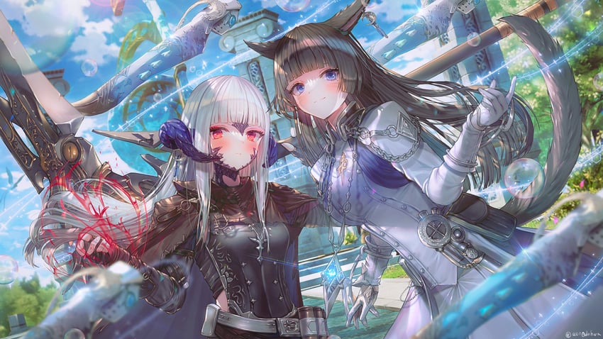 warrior of light, reaper, and sage (final fantasy and 1 more) drawn by hanato_(seonoaiko)