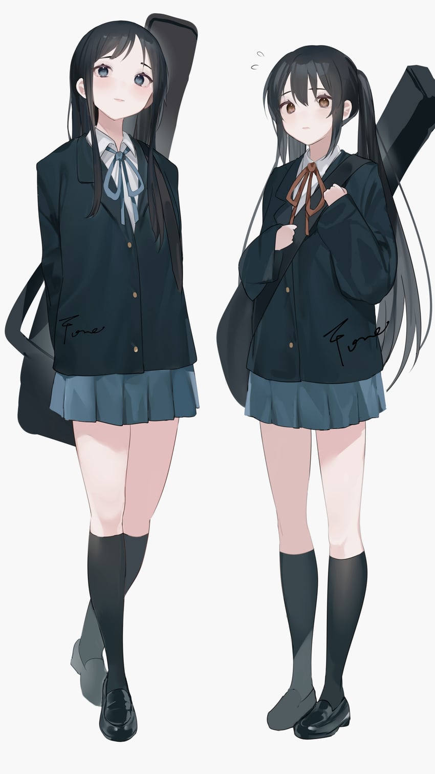 akiyama mio and nakano azusa (k-on!) drawn by yougashi