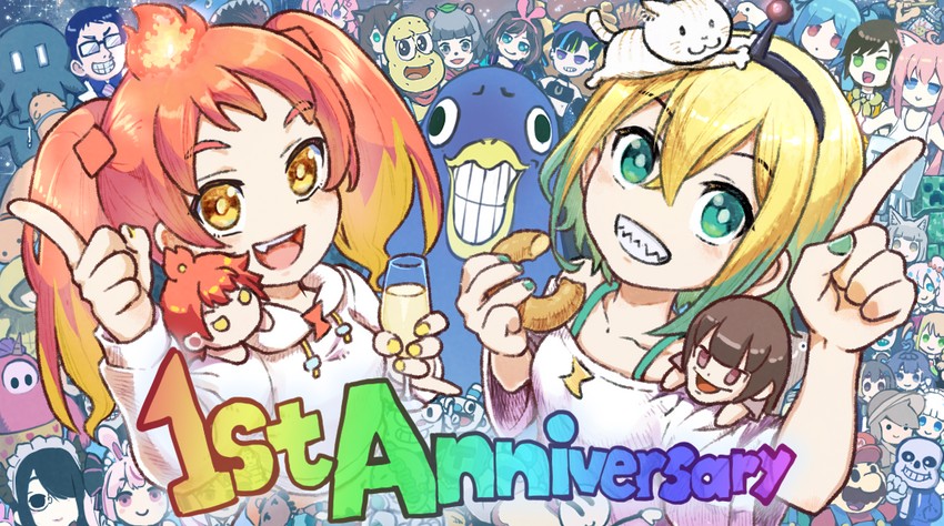 mario, luigi, sans, kizuna ai, crewmate, and 43 more (nijisanji and 29 more) drawn by niwashidori_maki