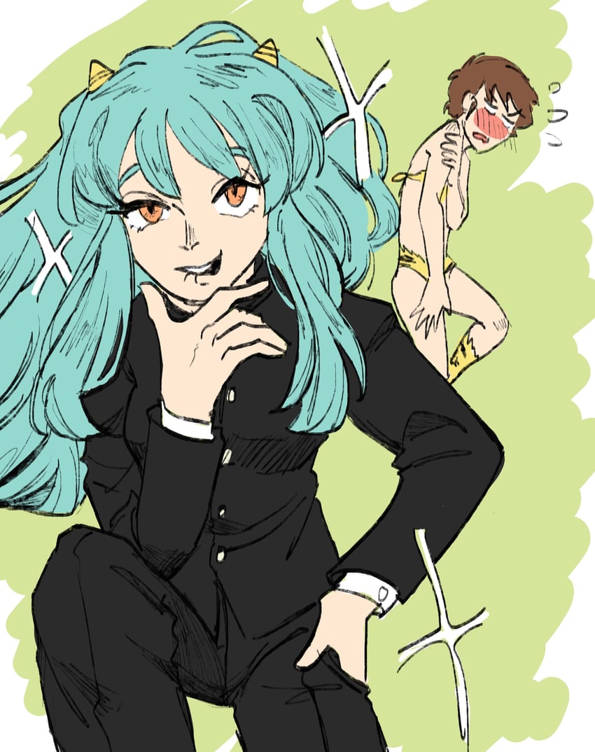 lum and moroboshi ataru (urusei yatsura) drawn by seppu_123