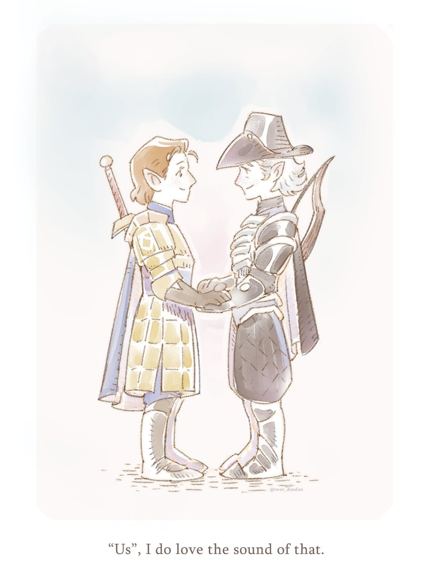 astarion and tav (dungeons & dragons and 2 more) drawn by tweedledraws
