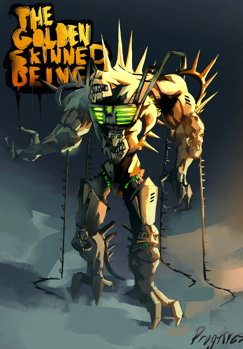 golden-skinned being (the lego group and 1 more) drawn by prog_ares