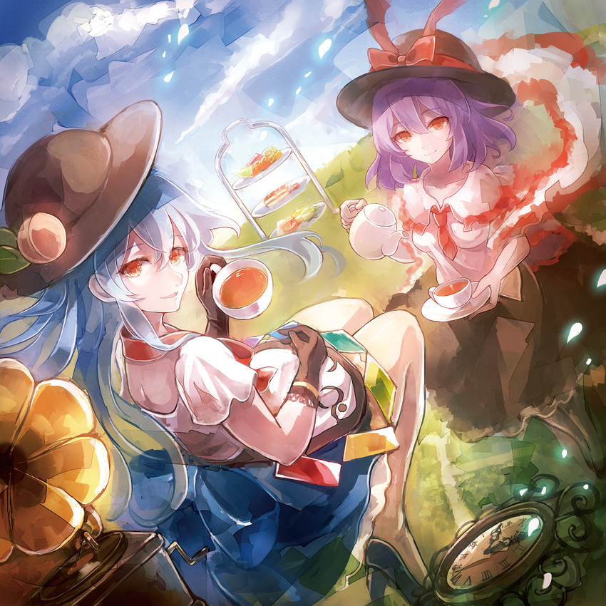 hinanawi tenshi and nagae iku (touhou and 1 more) drawn by 60mai