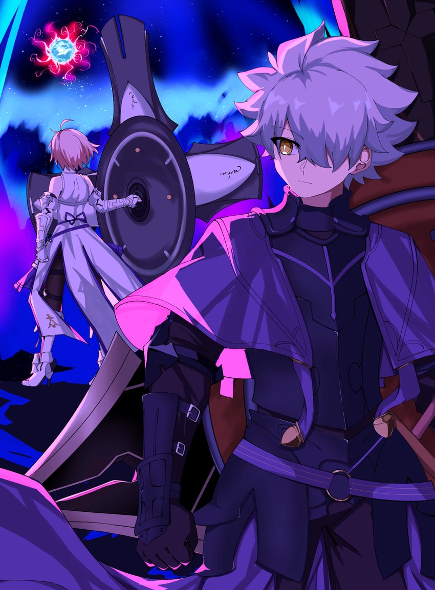 mash kyrielight and galahad (fate and 1 more) drawn by lanpohantong