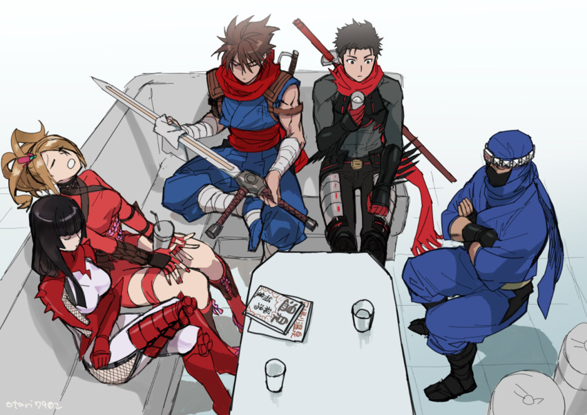 strider hiryuu, hibana, natsu, kage-maru, and hotsuma (soulcalibur and 6 more) drawn by indesign