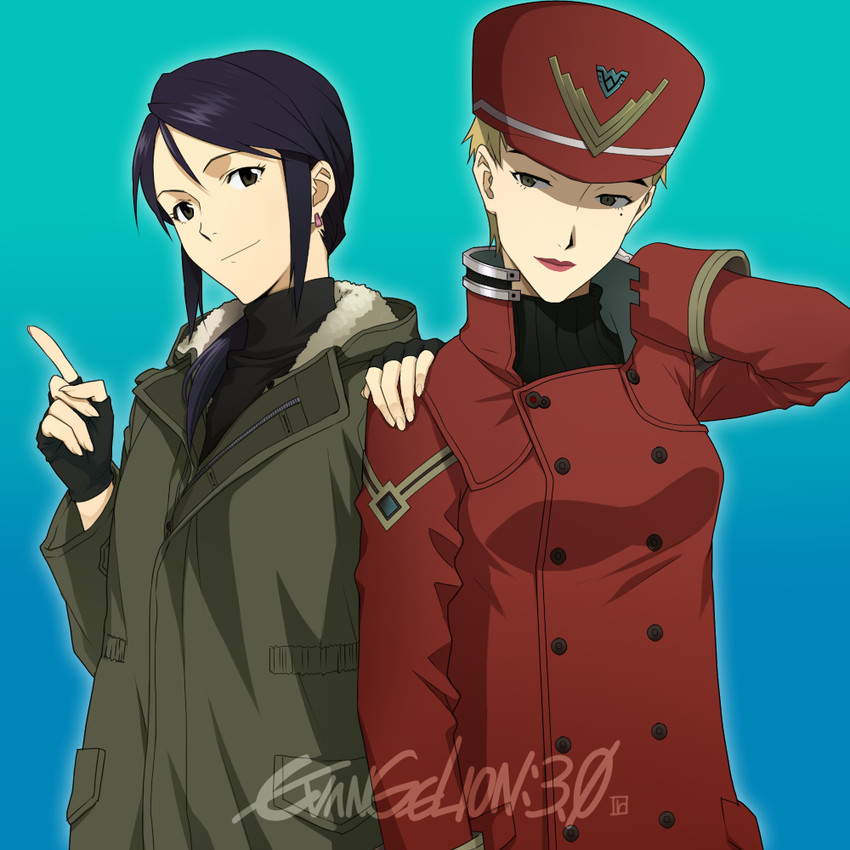 katsuragi misato and akagi ritsuko (neon genesis evangelion and 2 more) drawn by chimachi