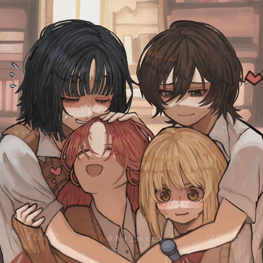 koga mitsuki, oosawa aya, kase tomoka, and yamada yui (kininatteru hito ga otoko ja nakatta and 1 more) drawn by 084_meru